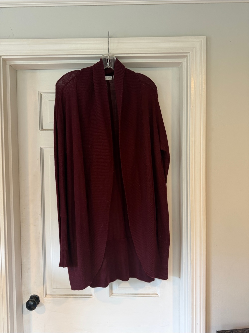RD Style Wine Open-Front Knit Cardigan